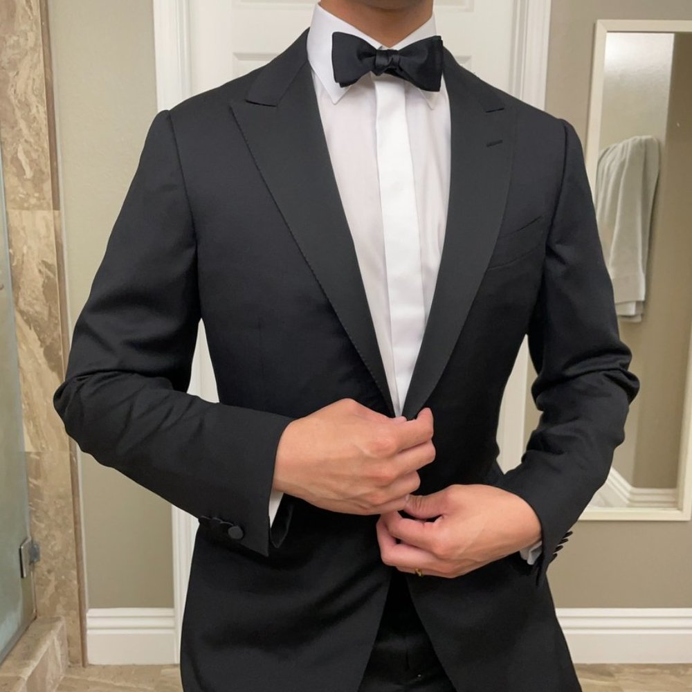 ERMENEGILDO ZEGNA MILA TUXEDO Peak Lapel Suit Jacket 52L/42L (50L/40L) 100% Wool